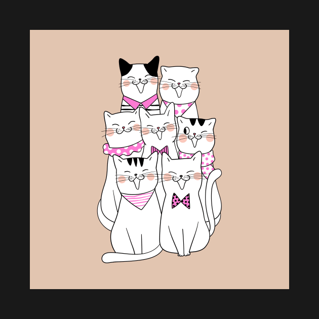 Happy Singing Cat Family by greenoriginals