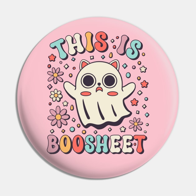 This is Boosheet Cute Cat Ghost Hallowen Pun Pin by Cuteness Klub