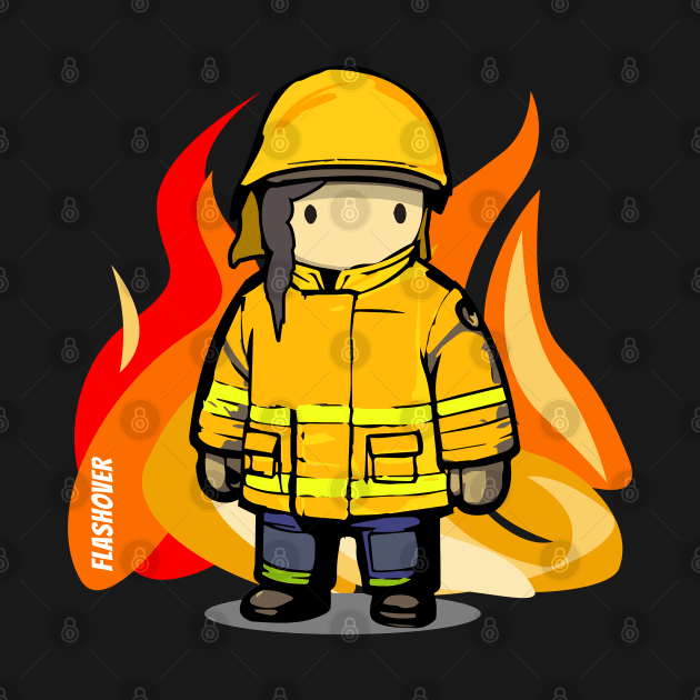 Rural Firefighter Female - Large Design (Yellow Helmet, Dark Hair) by Flashover