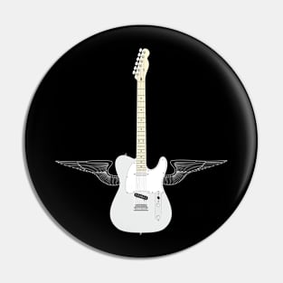 White Flying Guitar Pin