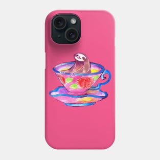 Watercolor Teacup Sloth Phone Case