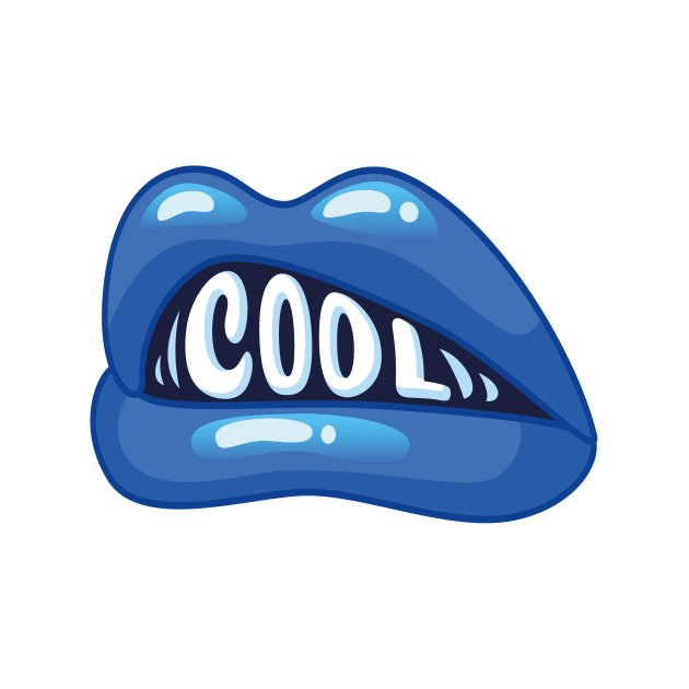 COOL BLUE KAWAII DESIGN ANIME MOUTH SEXY KAOMOJI LIPS EMOTICON CARTOON by Chameleon Living