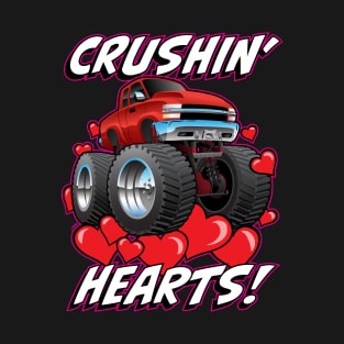 Crushin' Hearts Monster Truck Funny Valentines Day T-Shirt