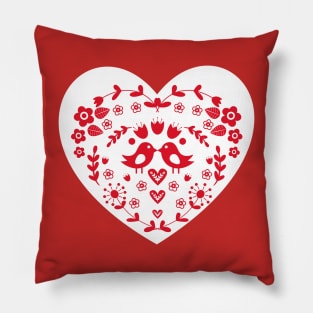 Valentine flowery heart with birds Pillow