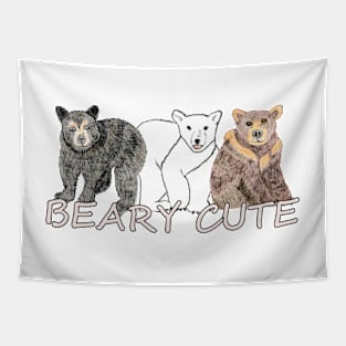 Animal art, sketch, bears, Beary Cute Tapestry