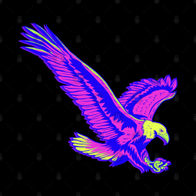 Neon Eagle Diving by Joebarondesign