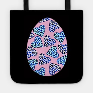 Easter egg - with marble dotted hearts on pink, isolated on black background. Polka-dot. Holiday, Valentine's day mood. Design for background, cover and packaging, Easter and food illustration, card. Tote