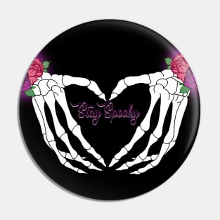 Stay Spooky Skeleton Hand Hearts - Pastel Goth - Mightbelucifer Pin