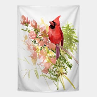 Cardinal and Flowers Tapestry