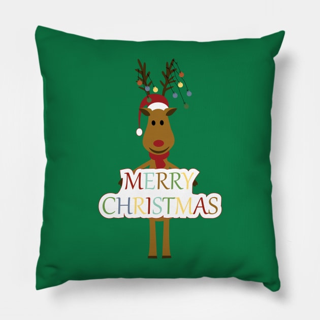 Merry Christmas reindeer Pillow by grafart