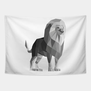 Grey Geometric Lion Tapestry