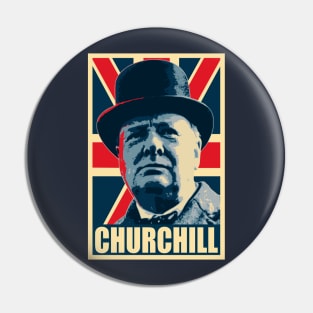 Winston Churhill Union Jack Propaganda Pop Art Pin