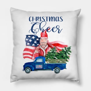 CHRISTMAS CHEER JOE BIDEN SANTA CLAUS RETRO VINTAGE TRUCK Pillow