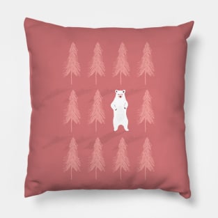 Polar Bear In The Forest Pillow