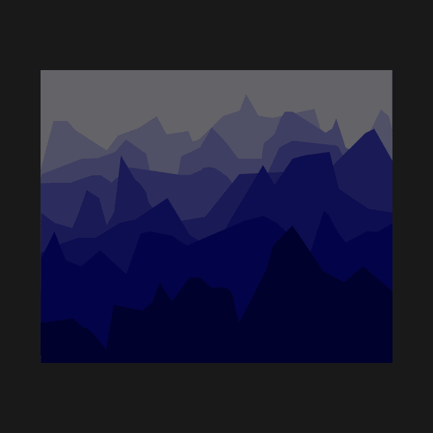 Minimalistic geometric misty mountains in blue gradient by InkLove