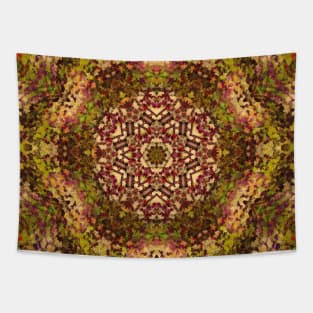 Digital Mandala Yellow Red and Purple Tapestry