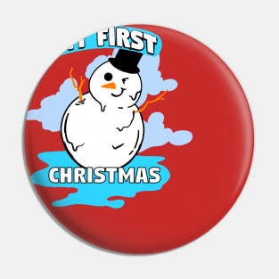 Snowman Cute First Christmas Pin