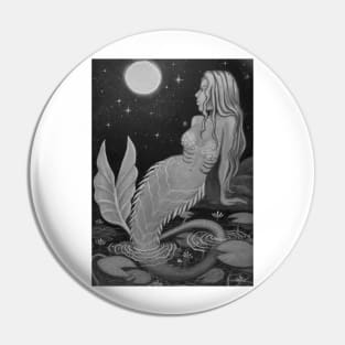 Black and White Moon mermaid Pin