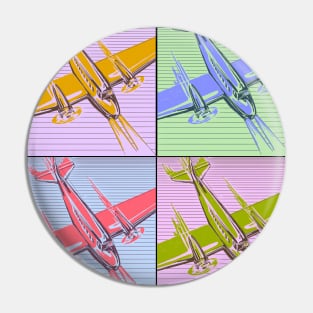 Retro Travel Airplane Set Pin