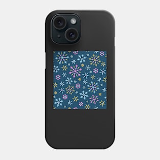 Scattered Snowflake Jewels in deep teal Phone Case