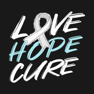 Lung Cancer Awareness Gift White Ribbon Love Hope Cure Design T-Shirt