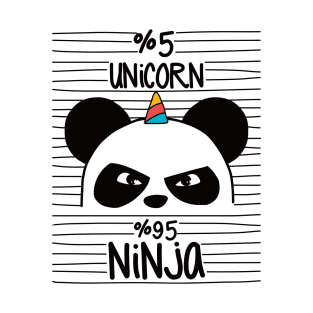 Ninja x Unicorn Cute Panda Funny Kids Girls Design T-Shirt