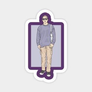 Cool Guy in purple Rain Collection Magnet