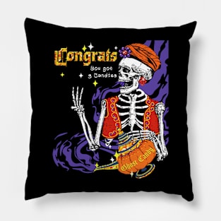 Skeleton Ghost Candy Halloween Pillow