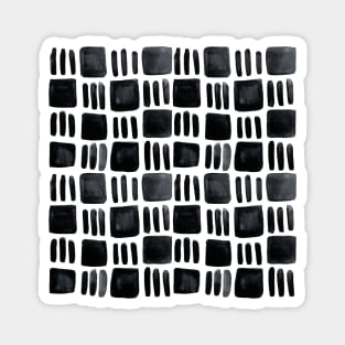 Watercolor abstract squares - black and white Magnet