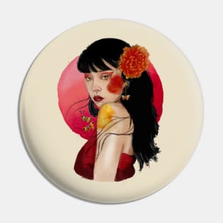 Beautiful portrait design woman watercolor artistic Pin