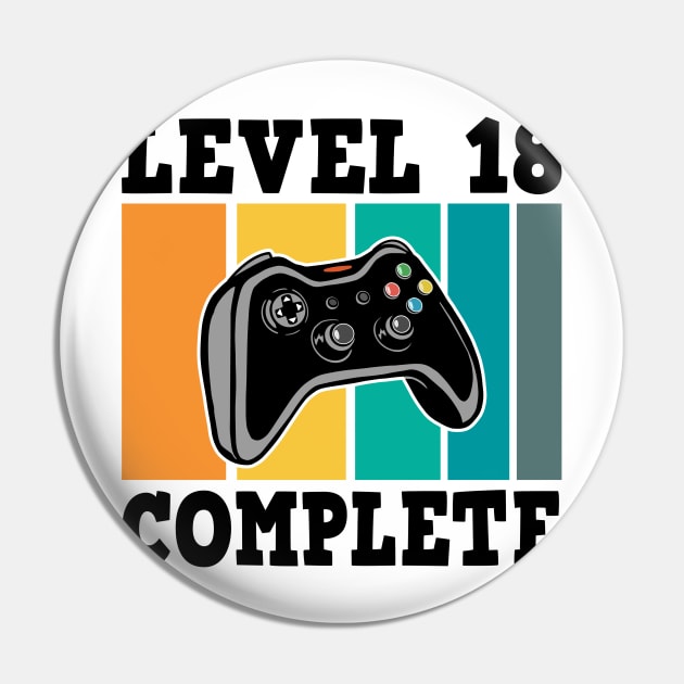 Level 18 Complete 18th Birthday 18 Years Gamer 2002 Pin by Kuehni