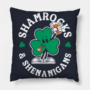 Shamrocks & Shenanigans - St Patty's Day Cartoon Irish Pride Pillow