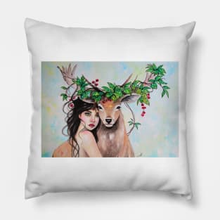 Watercolor deer Pillow