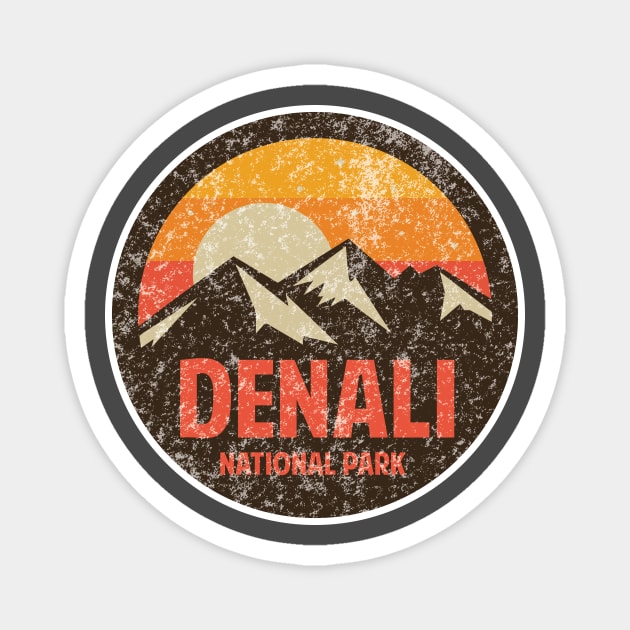 Denali National Park Retro Sticker Magnet by roamfree