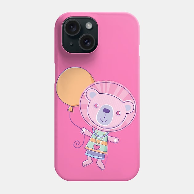 Pink Lion Holding Balloon Phone Case by vaughanduck