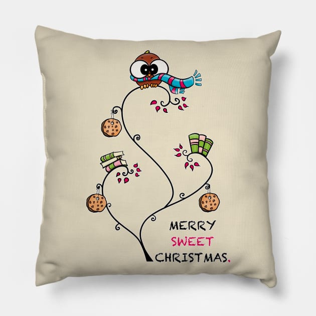 Merry Sweet Christmas Pillow by Nico Art Lines