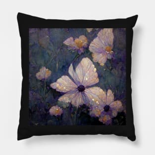 Purple cellophane and daisies Pillow