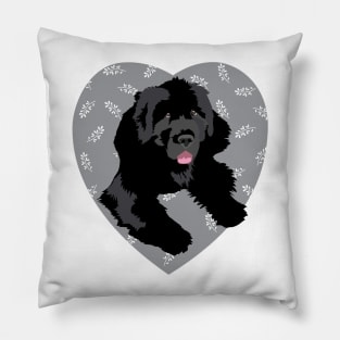 Newfoundland Dog Heart in slate gray Pillow