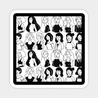 Women Girls Black and White Print Magnet
