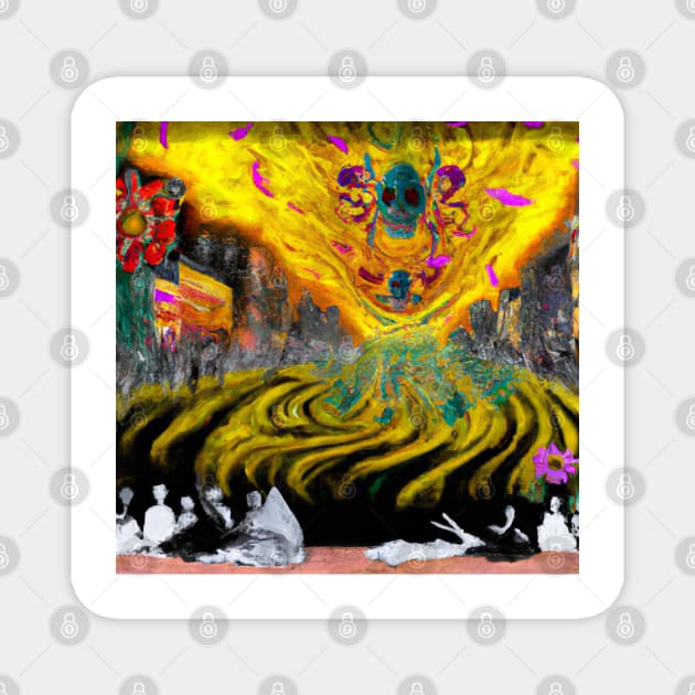 DAY OF THE DEAD SKULL MURAL2 Magnet by Art Unplugged