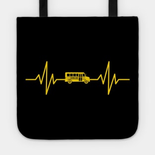 Funny School Bus Driver Gift Love School Bus Heartbeat Tote