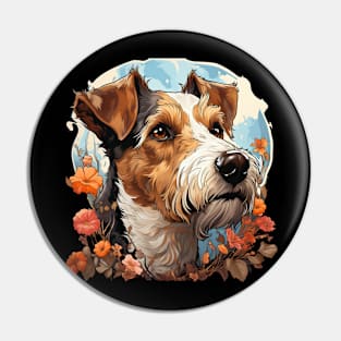 Cottagecore Cute Wire Fox Terrier Floral Dog Lovers Pin