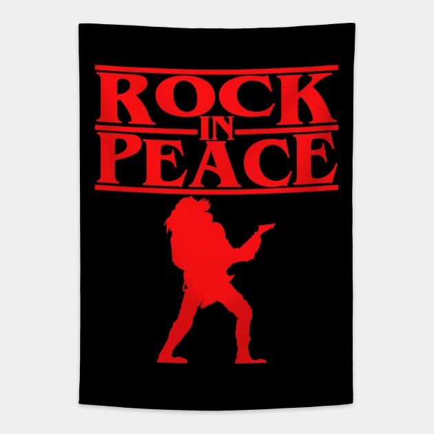 Rock In Peace RIP Eddie Munson Stranger Things Vecna Hawkins Indiana The Upside Down Tapestry by ArtIzMuzikForTheEyez