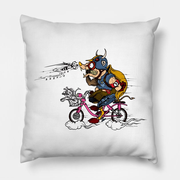 skater turtle bycicle Pillow by roombirth