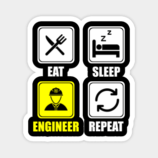 Cute Eat Sleep Engineer Repeat Engineering Funny Magnet