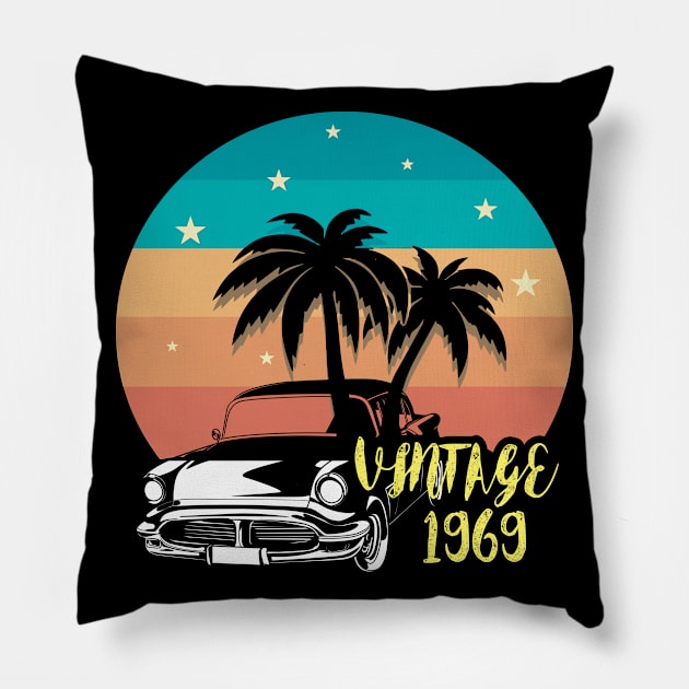 1969 BIRTHDAY VINTAGE CARS CLASSIC Pillow by AdeShirts