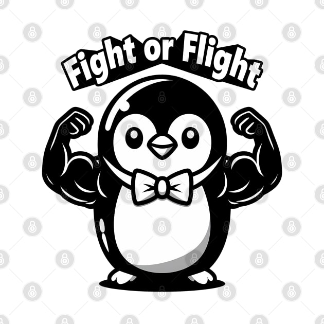 fight or flight penguin - black and white by Linys