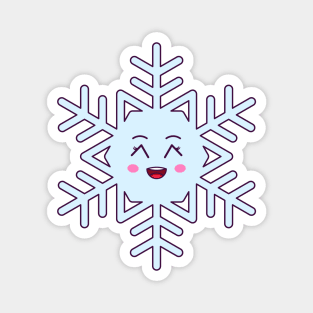 Cartoon Kawaii Snowflake with Grinning Face Magnet