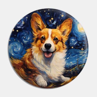 Corgi Starry Night Painting Pin