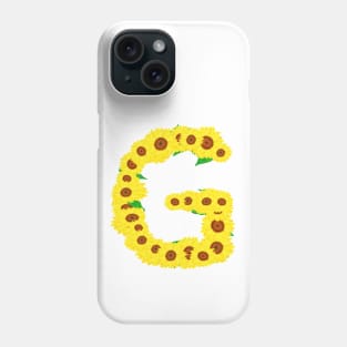 Sunflowers Initial Letter G (White Background) Phone Case
